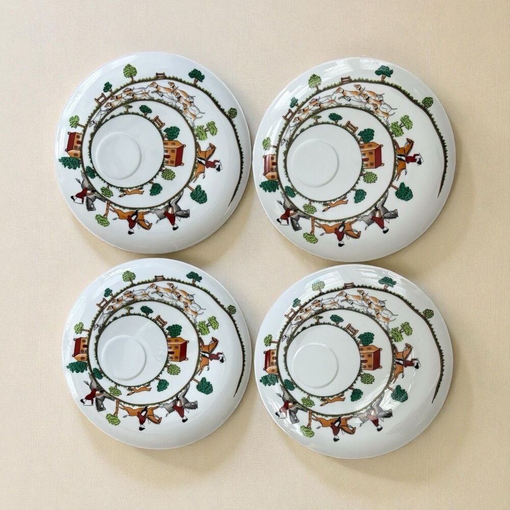 Taste Seller By Sigma Snack Plates Hunt Scene Made In Japan 4 Pieces Replacement